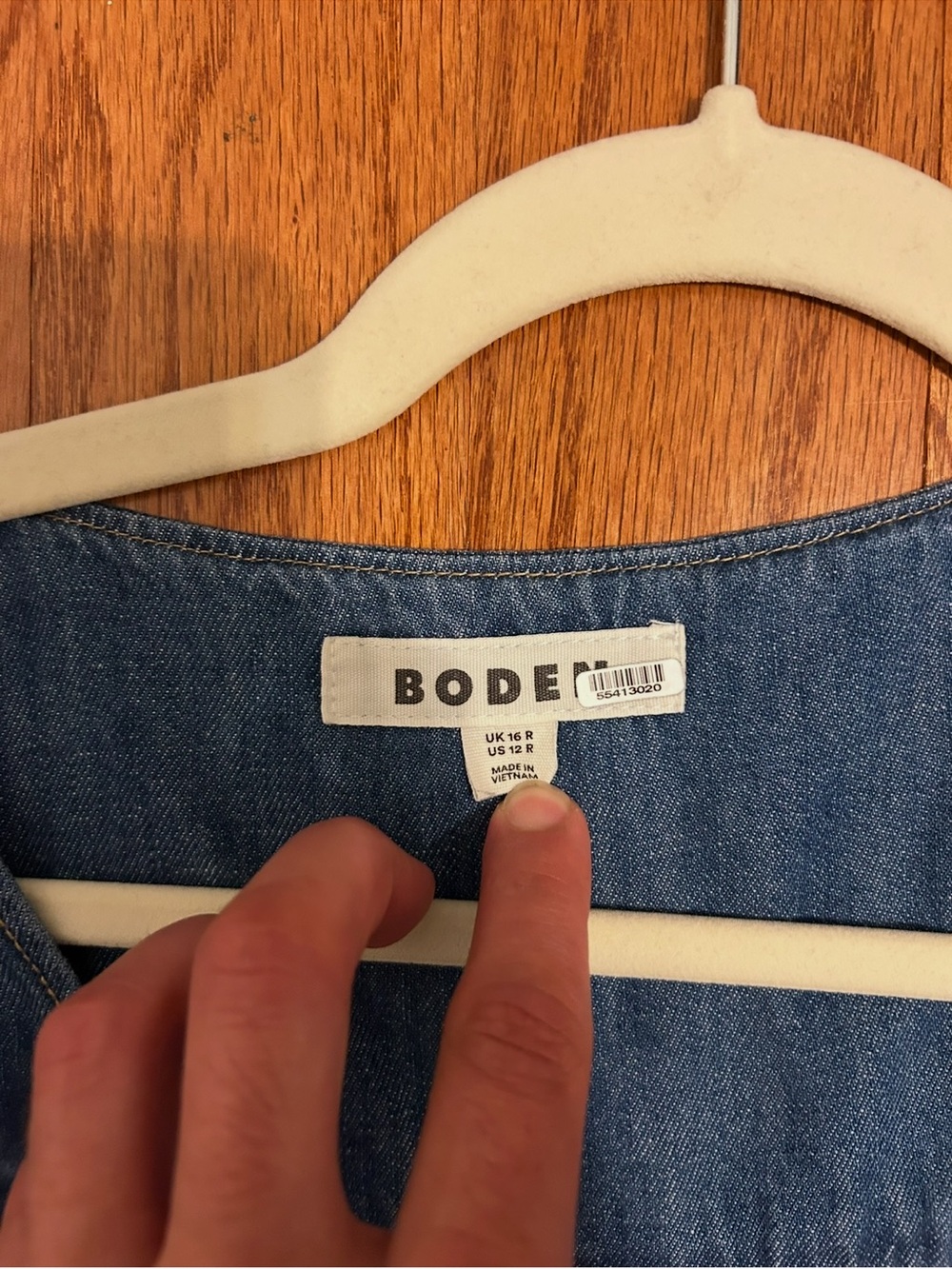 Boden Chambray Puff Sleeve Midi Dress Blue Size L - Picture 4 of 8